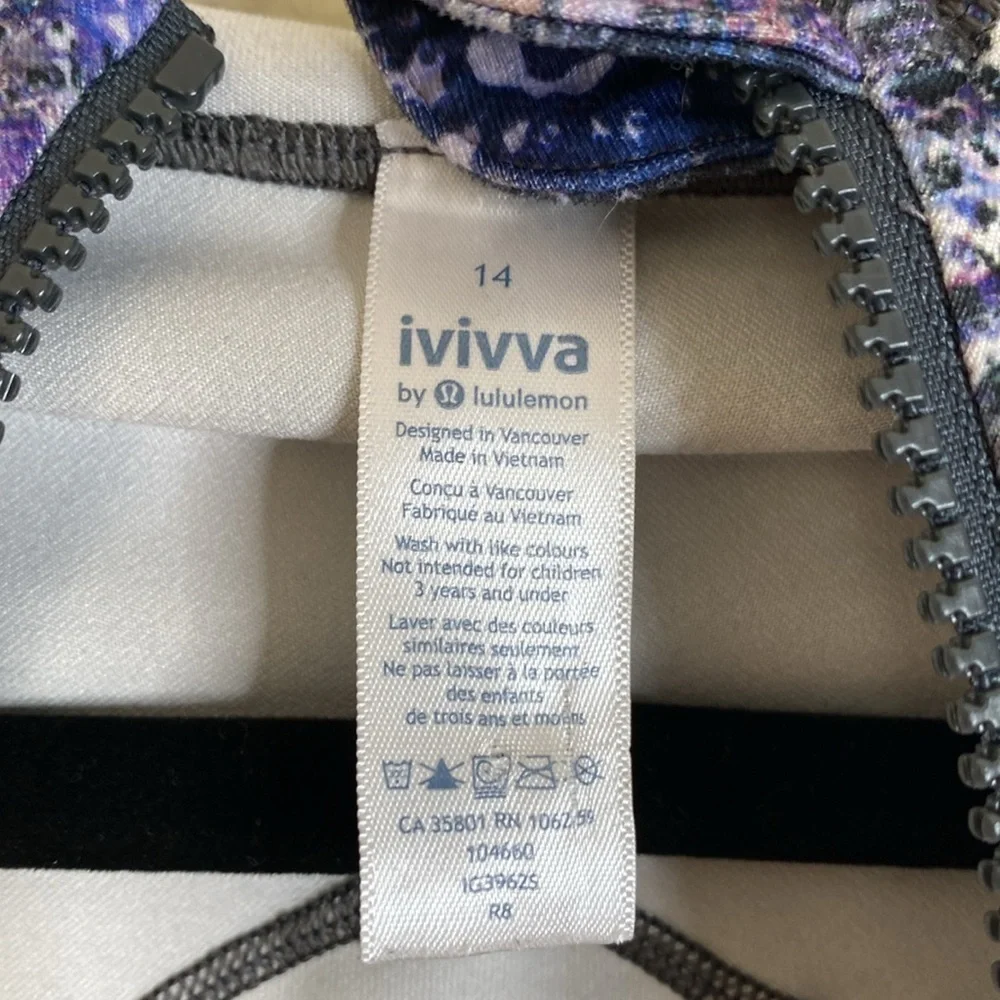 Ivivva Perfect Your Practice girls zip up hooded jacket Sz 14 purple pink